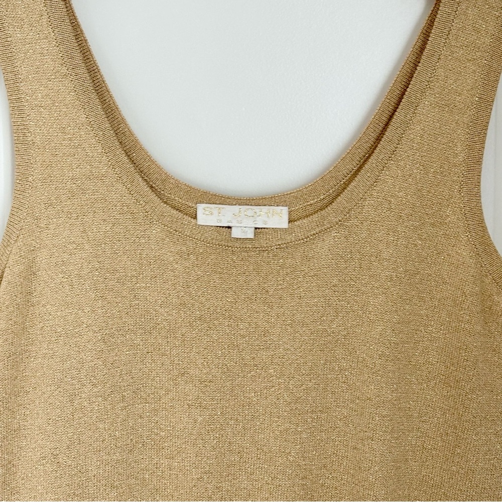 St. John Basic Gold Metallic Ribbed Fitted Sleeve… - image 3